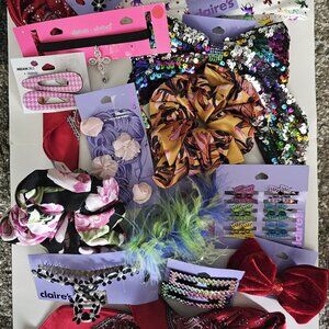 LOT 16 new CLAIRE'S clips HAIR ACCESSORIES claws BOWS scrunchie HEADBAND